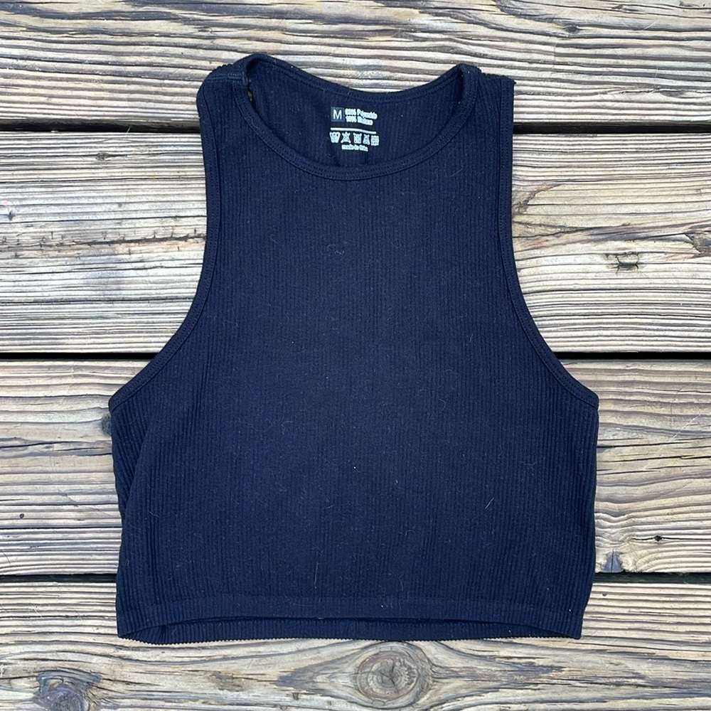 Black Racerback Cropped Athletic Tank Top